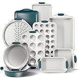 Country Kitchen Nonstick Stackable Bakeware Set - Heavy Duty, Durable, Easy Release Baking Set, Sage, 10 Pcs