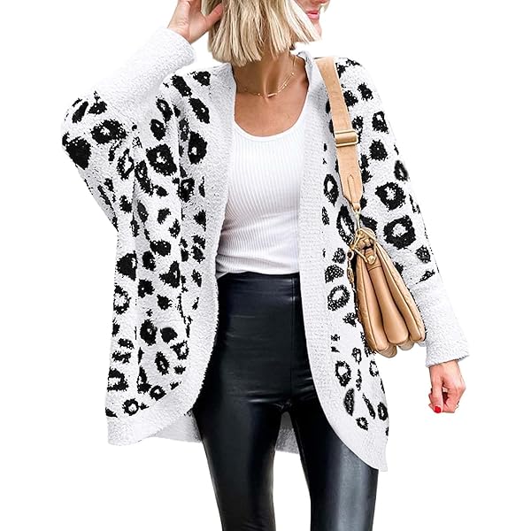 Women Leopard Tie Front Cardigan Cut Out Bandage Knit
