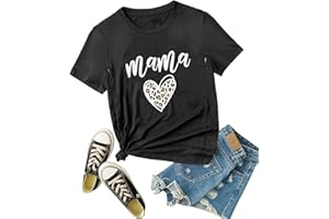 GOWONE Funny Mama Shirt for Women Maternity Nursing Shirt Cute Leopard Heart Graphic Tees Friendly Zip Breastfeeding Tops