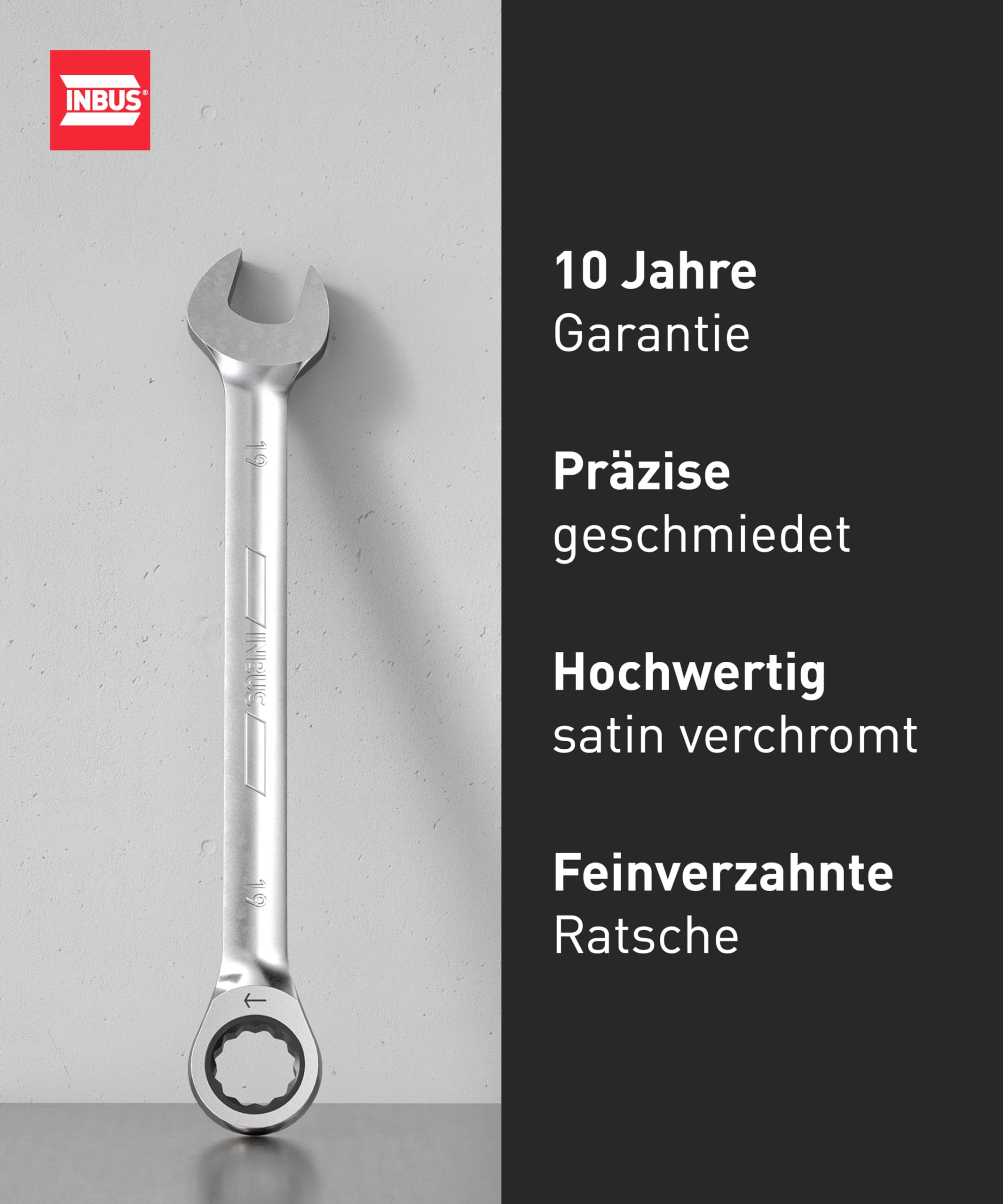 INBUS® 74377 Maul-Ringratschenschlüssel Set 9tlg, 7–19mm 2