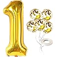 KatchOn, Giant Gold 1 Balloon for First Birthday - 40 Inch, Pack of 6 | Gold One Balloons for 1 Year Anniversary Decorations | One Balloon for First Birthday Decorations | Gold 1st Birthday Balloons