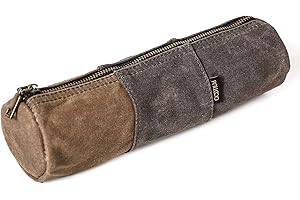 Gootium Waxed Canvas Pencil Pouch - Vintage Zippered Stationery Organizer for Pens, Pencils, and Accessories Handmade Multi-Purpose Utility Case, Taupe