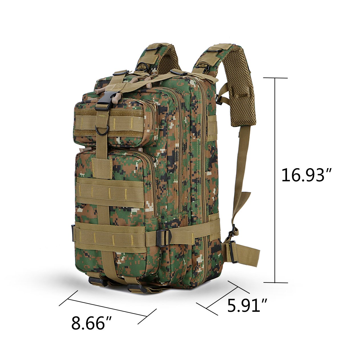 30L Military Tactical Backpack Waterproof Outdoor Bag School Book Bag for Hiking Camping Climbing Trekking Travel Daypack for Kids Teenagers Size 8.6\'\'x 5.9\'\'x 16.9\'\' (Camouflage3)