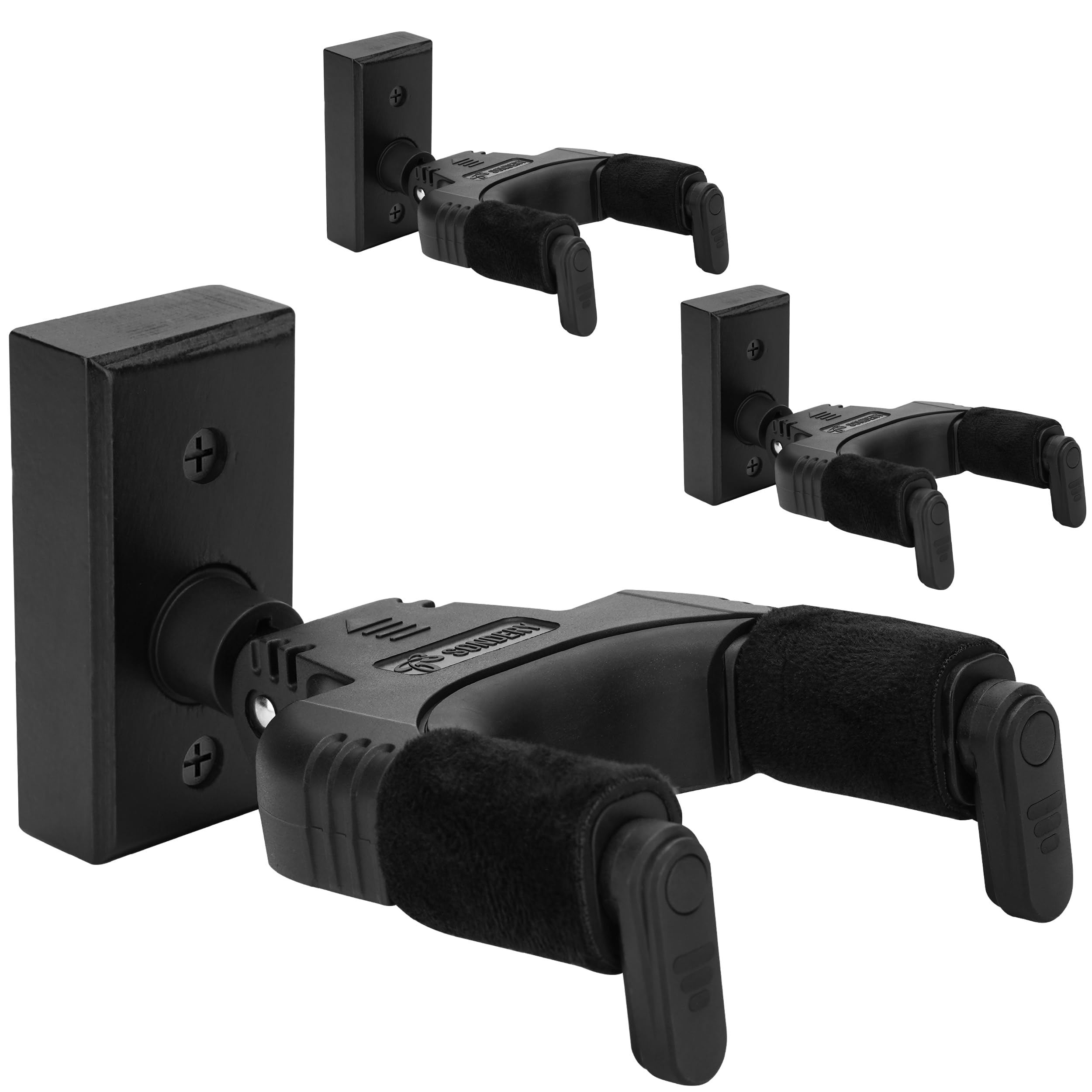 Sondery Guitar Hanger Wall Mount, 3 Pack, Auto Lock and Adjustable Hook Holder for Acoustic and Electric Guitar, Ukulele, Bass, Banjo and Mandolin, Safely Cradles Nitro-Finished and High-End Guitars