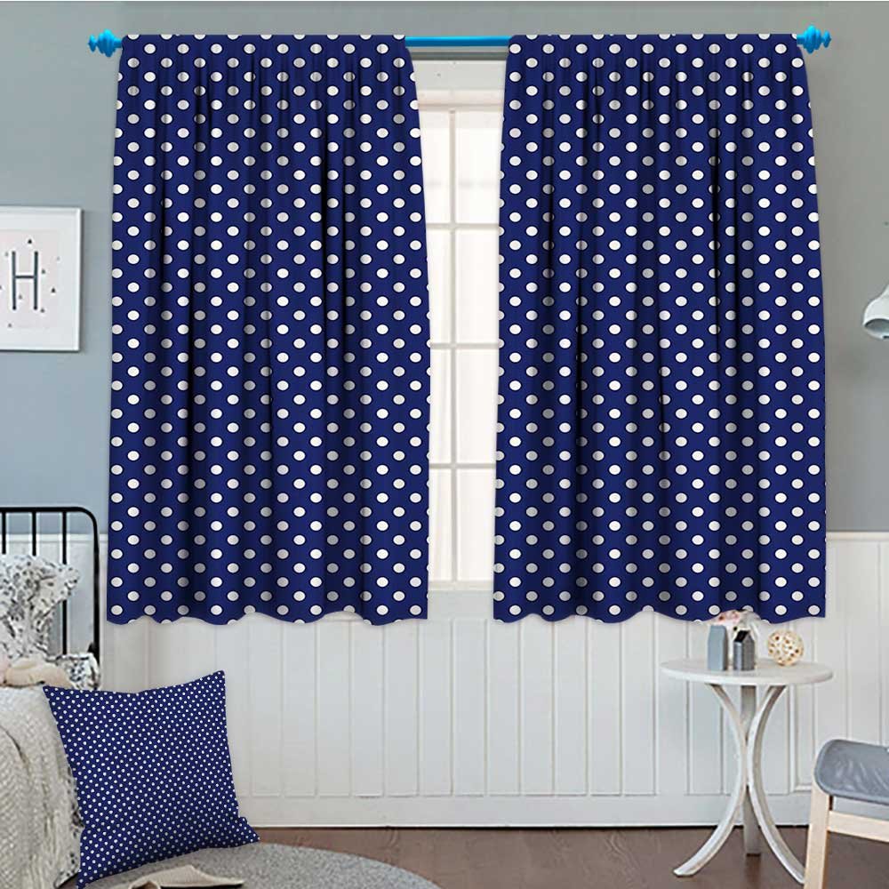 Retro Thermal Insulating Blackout Curtain Pattern With White Polka
