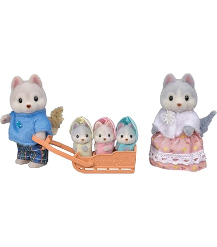 Sylvanian Families Husky Cufflinks – Articulated Twin Figures In Pajamas, Collectible Toy Set - View #6