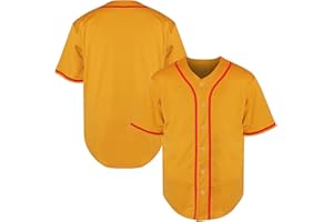 TKJPYWYH Blank Baseball Jersey Button Down Shirts,Men's Hip Hop Plain Short Sleeve Sports T Shirts S-3XL
