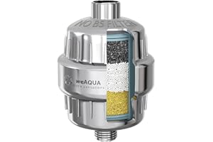 WeAQUA Heavy Duty NO BS Shower Filter – 99% Removal for Hard Water, Chlorine, Fluoride, Heavy Metals, Micro-Life, Organics an