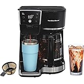 Hamilton Beach 2-Way Drip Coffee Maker &amp; Single Serve Coffee Machine | Hot &amp; Iced Coffee Maker | 12 Cup Glass Carafe | AquaFlow Showerhead | Auto Pause &amp; Pour | Black | 47500J