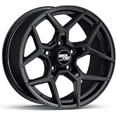 RockTrix RT105 17 inch Wheel Compatible with Jeep Wrangler JK JL 17x9 5x5 Wheels (-12mm Offset, 4.5in Backspace) 5x5 PCD, 71.5mm Bore, Black, Also fits Gladiator JT Rims