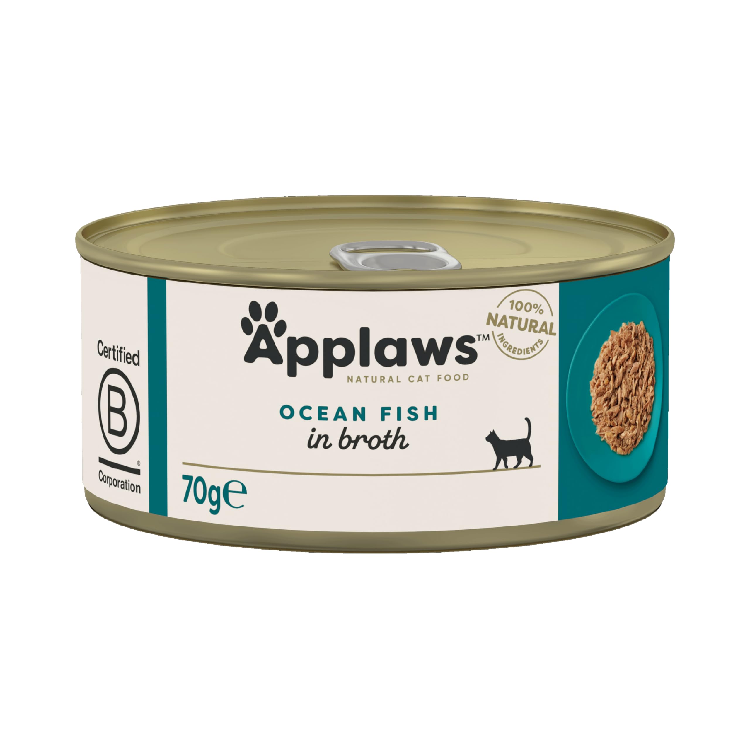 Applaws 100% Natural Wet Cat Food, Ocean Fish In Broth, 70 g Tin (Pack of 24)