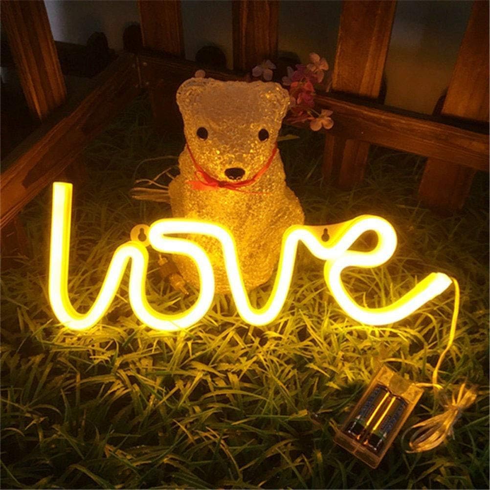 iXport™ Love Neon Signs, LED Neon Light for Party Supplies, Girls Room Decoration Accessory, Table Decoration, Children Kids Gifts (Warm White)