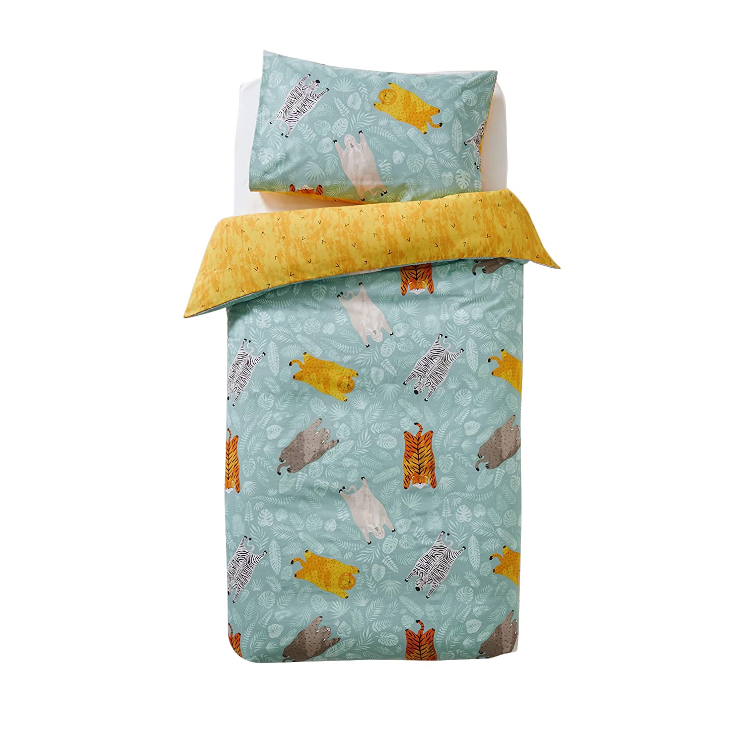 little furn. Wild Friends Toddler Duvet Cover Set, Cotton, Teal
