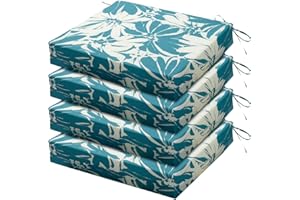LOVTEX Outdoor Chair Cushions Set of 4, Outdoor Patio Chair Cushions with Ties,Waterproof Chair Cushions for Outdoor Furniture, 18.5 x 16 x 3 inch, Daisy