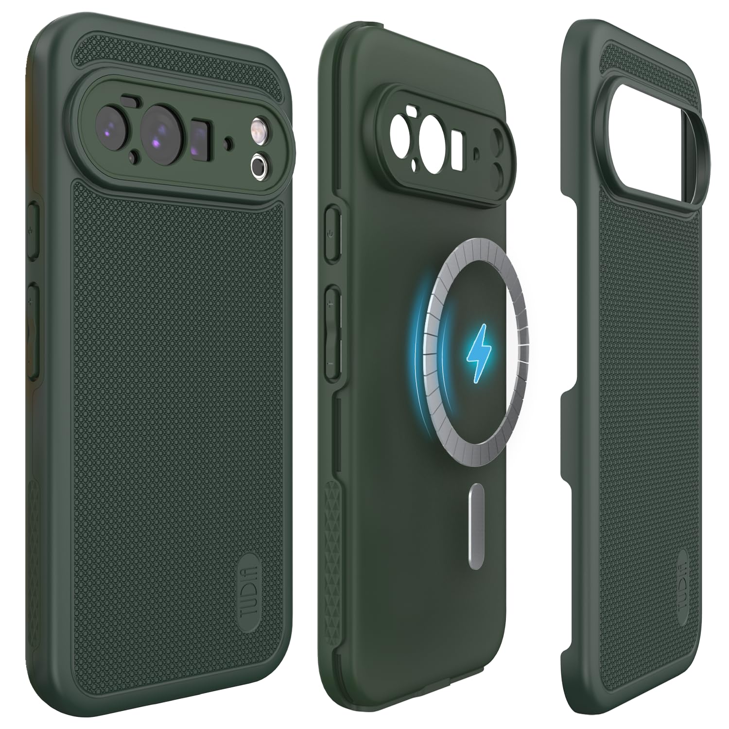 TUDIA MergeGrip [Compatible with Magsafe & Pixelsnap] for Google Pixel 10 Pro XL Case 2025, [Military Grade] Dual-Layer Shockproof Slim Non-Slip Heavy Duty Protective Phone Cases – Pine Green