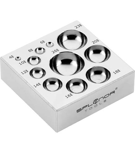 Kit De 10 Poinçons Et Bloc à Domer Pour Bijouterie PRAZTECH - Acier Trempé Chromé, Diamètres De 5 à 27 Mm
