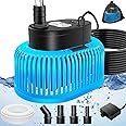 Pool Cover Pump Above Ground, Automatic Water Sensor, Sump Pump for Pool Draining, Pool Cover Water Removal 4 Adapters, 16ft Hose & 25ft Power Cord, 850 GPH (Blue)