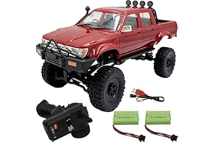 captainrc 1:16 Scale RC Crawler RTR RC Rock Truck 4x4 2.4GHZ Hobby Grade Remote Control Car Model Vehicle RC Buggy with LED Light,2 Batteries (Red)