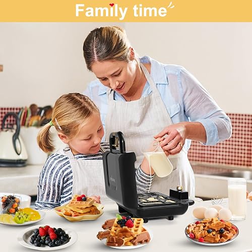 Mini Car Waffle Maker For Kids - Makes 8 Fun Vehicle-Shaped Waffles, Removable Plates, Non-Stick