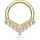 COCHARM Septum Rings, 16G Indian Septum Jewelry, Surgical Steel Helix Daith Earrings for Women, Clear CZ Daith Rook Piercing Jewelry