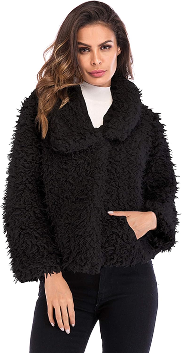 SWEETTIANTIAN Womens Lapel Faux Fur 