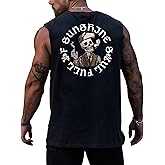 RoseSeek Men's Skull Graphic Summer Tank Tops Crew Neck Gym Workout Funny Sleeveless Tee Shirts for Mens