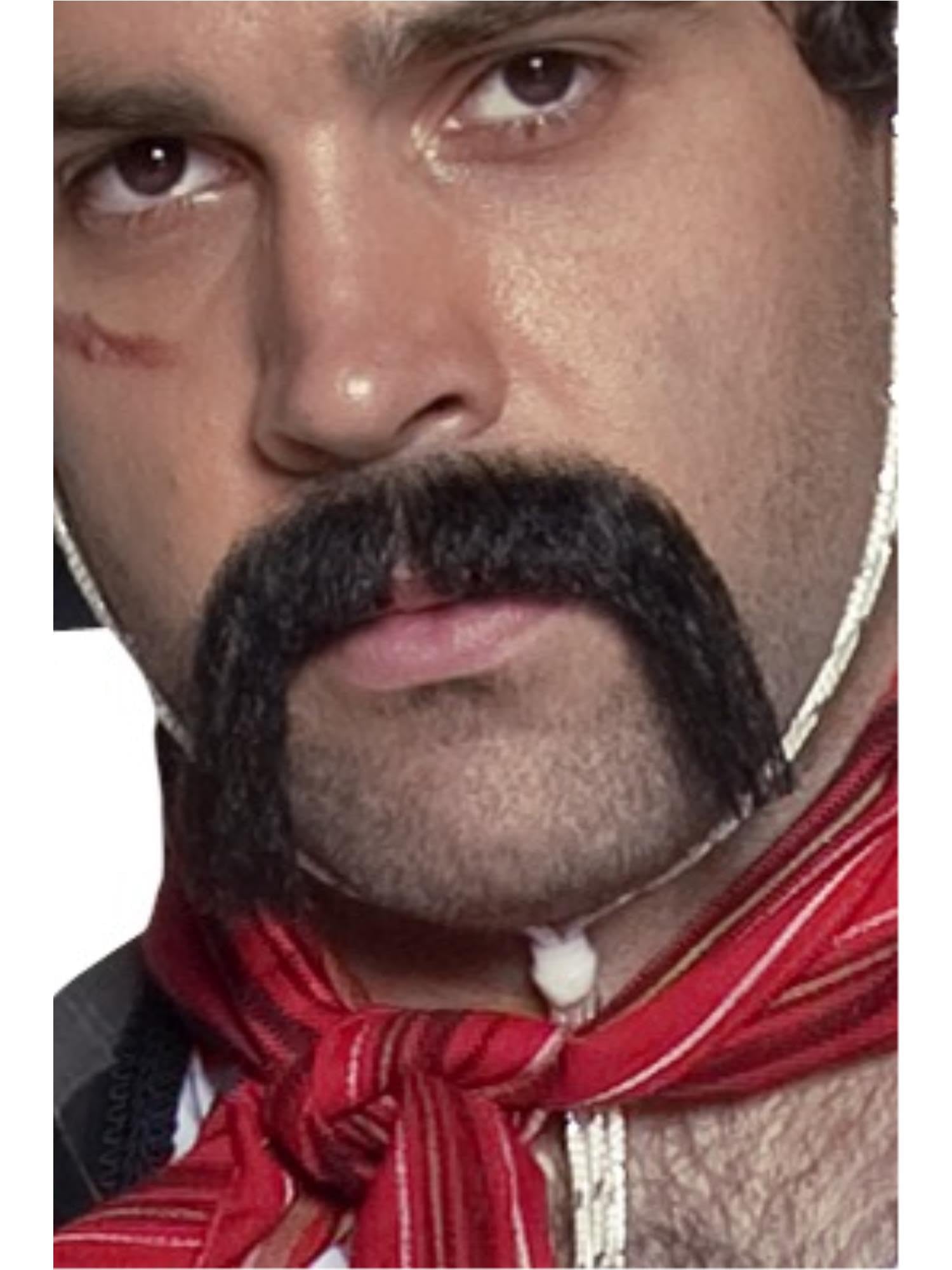 Smiffys Authentic Western Mexican Handlebar Moustache, Bla Self-Adhesive, Cowboys and Indians Fancy Dress, Western Dress Up Cosmetics & Disguises.
