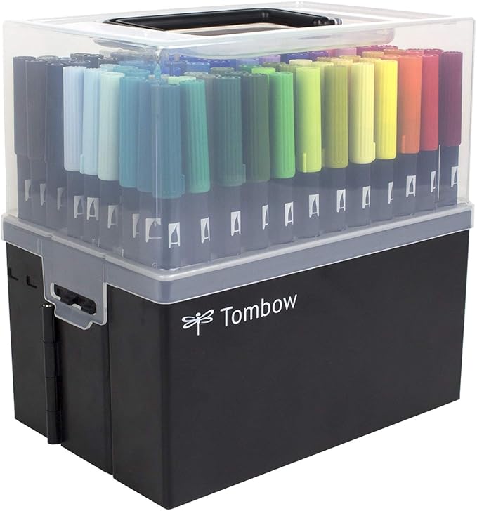 Tombow Dual Brush Marker Set W/Marker Case 108Pc Amazon.ca Office