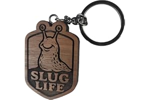 Slug Life Walnut Keychain – Handmade Wooden Keychain with Engraved Slug Design