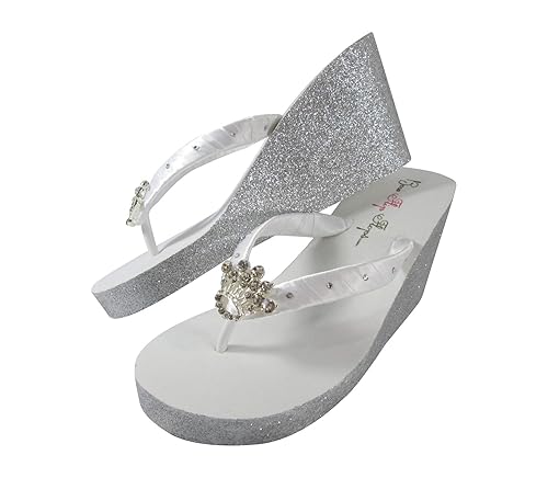swarovski flip flops wedge