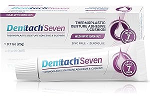 Denttach Seven Denture Adhesive, Thermoplastic Denture Adhesive Up to 7 Days, Extra Strong Waterproof, Secure Denture Grip & Cushion, Refit, Reliner for Upper & Lower Dentures, Comfortable, Zinc Free