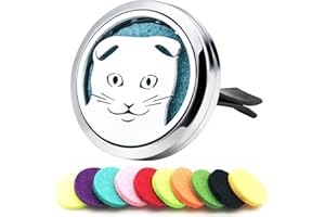 AZNECK 30mm Car Essential Oil Diffuser Vent Clips Air Freshener Vent Clip Aromatherapy Car Accessories 10 Felt Pads for Gift Women (Cat)