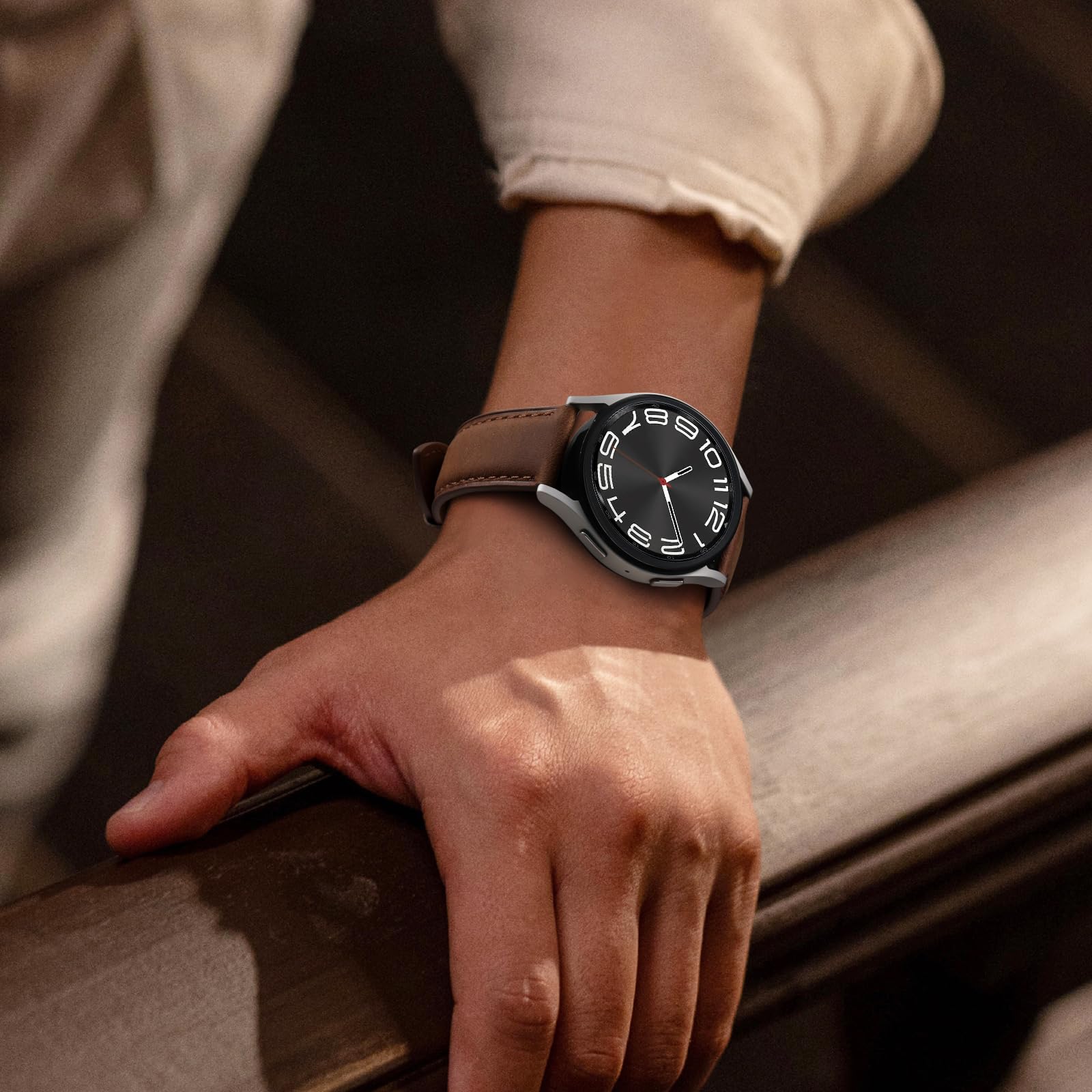 Haveda Leather Bands Compatible with Samsung Galaxy Watch 7 Band 6 5 4 FE 40mm 44mm/Galaxy 6 4 Classic/5 pro/Active 2, 20mm Vintage Genuine Leather Replacement Strap for Samsung Watch Bands Men Women