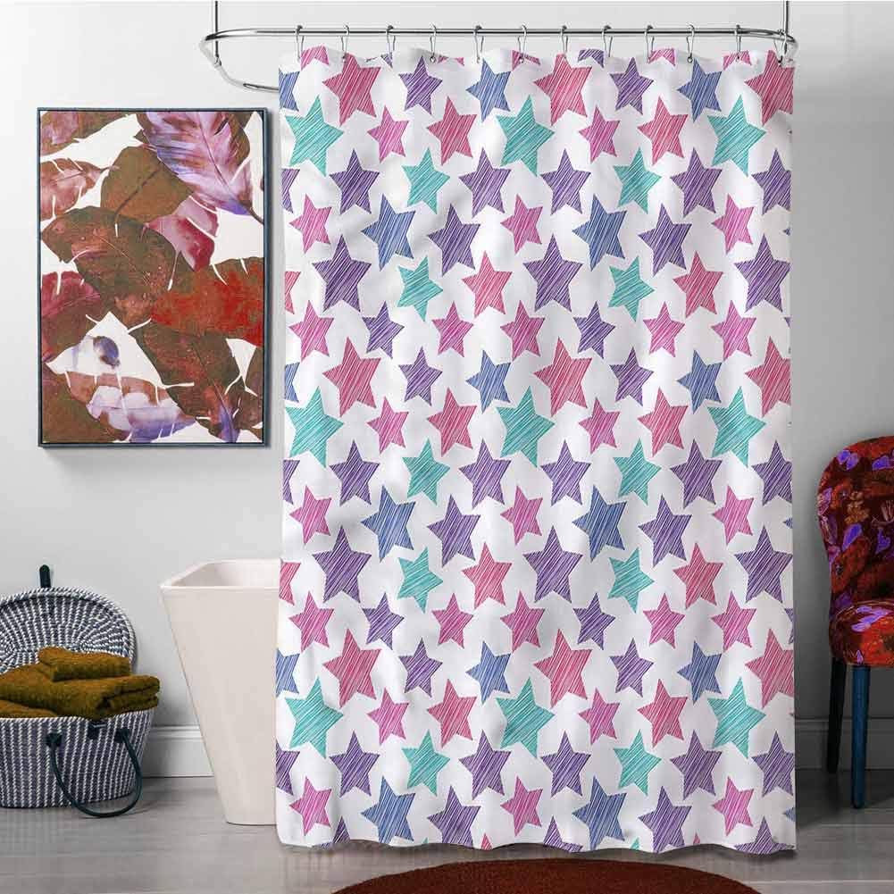 Modern Fabric Shower Curtain Waterproof Washable Curtain