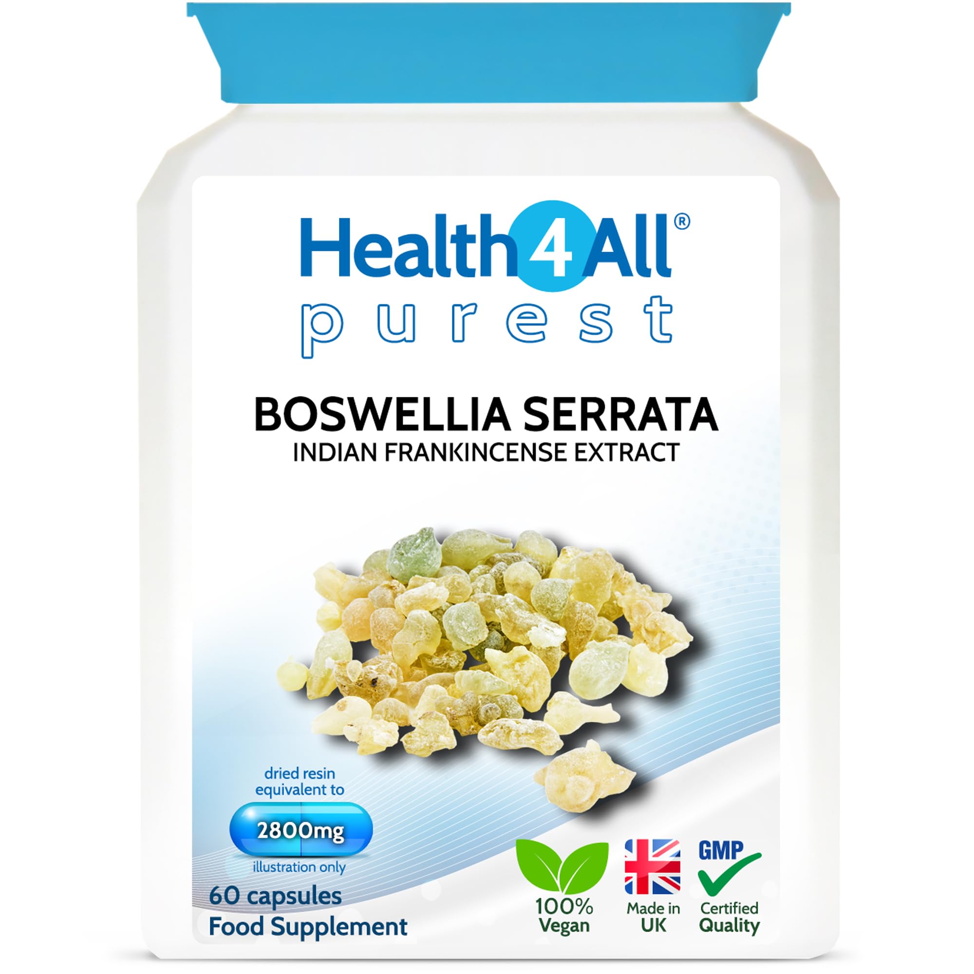 Boswellia Serrata Extract 2800mg (303mg boswellic acids per Capsule) 60 Capsules 2 Months Supply, High Strength Indian Frankincense Resin, Joint Support Supplement | Made in UK by Health4All
