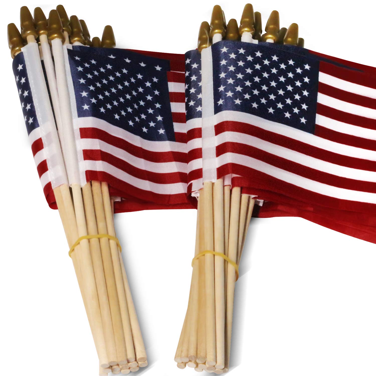 USA Stick Flag, ANLEY American US 4x6 inch (10 X 15cm) HandHeld Mini Flag With 9" Wooden Pole, Vivid Color and Fade Resistant