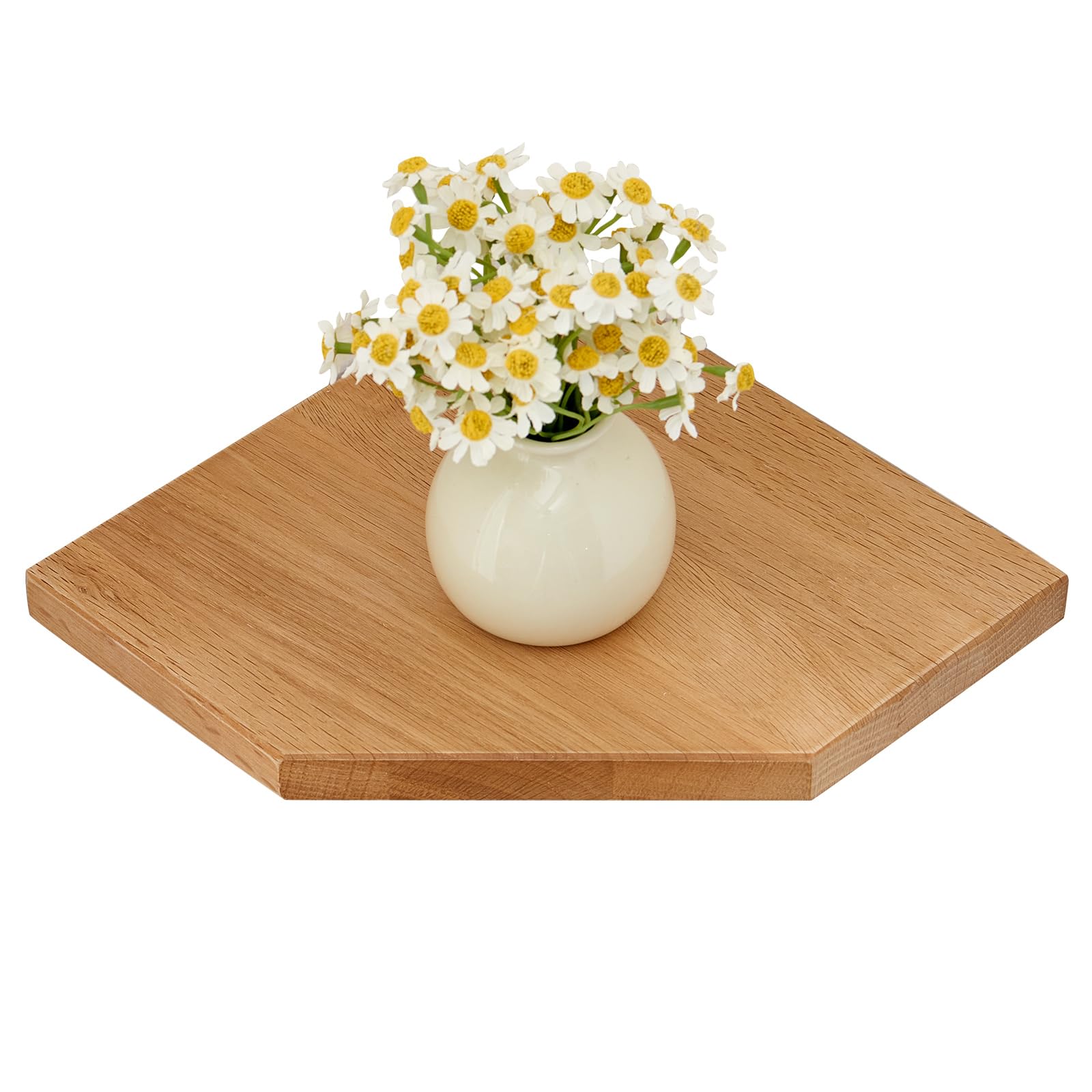 TREOAKWIS Floating Corner Shelf, Solid Oak Wood Corner Shelf for Wall - Wooden Wall Mounted Storage Display for Bedroom Decor, Living Room, Small Spaces (25 cm / 9.8 inches)