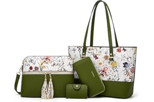 YTL Women Fashion Handbags Wallet Tote Bag Shoulder Bag Top Handle Satchel Purse Set 4pcs