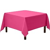 Gee Di Moda Square Tablecloth - 52 x 52 Inch Fuchsia Table Cloth for Small Square or Round Tables - Heavy Duty Washable Fabric - for Buffet Table, Holiday Party, Dinner, Wedding &amp; Baby Shower