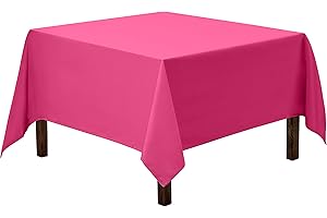 Gee Di Moda Square Tablecloth - 52 x 52 Inch Fuchsia Table Cloth for Small Square or Round Tables - Heavy Duty Washable Fabric - for Buffet Table, Holiday Party, Dinner, Wedding & Baby Shower