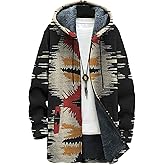 Biacolum Hooded Jacket for Men Trendy Graphic Print Warm Fleece Lined Winter Swearshirts Comfy Fall Outwear with Pockets