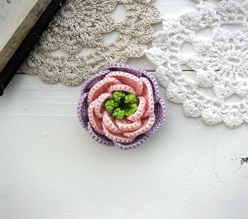 broche flor en ganchillo, broche rosa de algodon: Amazon.es: Handmade