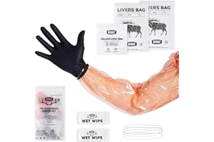 GearOZ Field Dressing Gloves Set for Deer Gutting Cleaning Disposable, 10 Set Hunting Field Games Processing Gloves Tool Kit, Full-Shoulder-Length & Wrist-Length Gloves Combo Pack, 20 Pairs