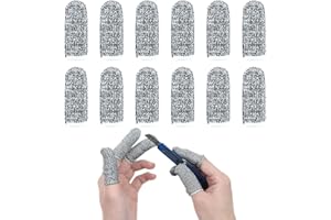 HOKILANDS 12 pcs Finger Covers for Cuts, Reusable Finger Sleeve Protectors, Anti-Slip Cut Resistant Finger Cots, 5 Level Thumb Fingertips Protection Cots Protectors Guards, Glove Life Extender for Kitchen Work