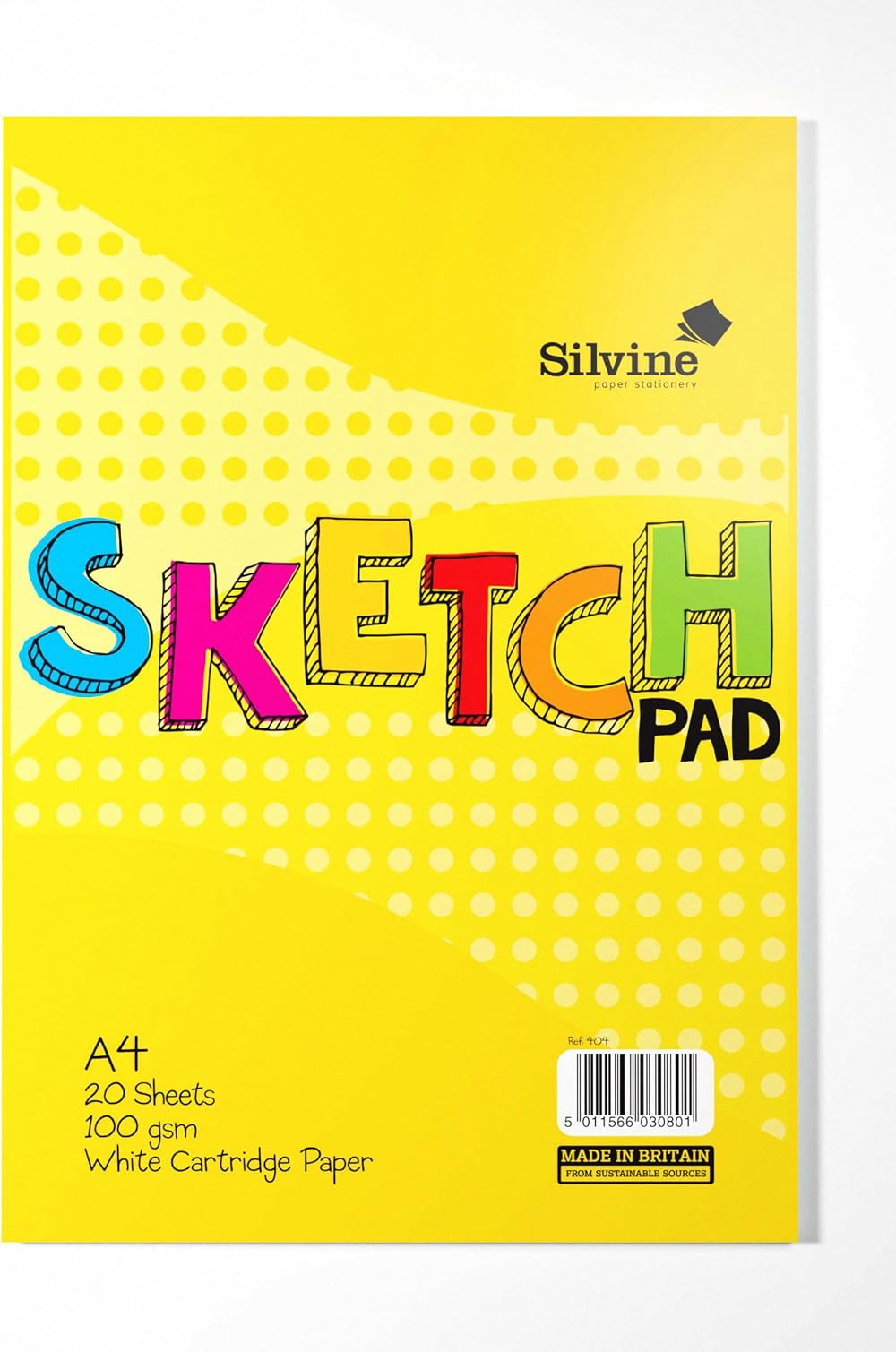 Silvine A4 Portrait Sketch Pad 20 Sheets 100gsm Smooth White Cartridge Paper