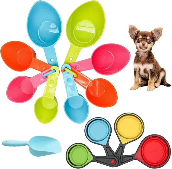 Pet Supplies Pet Food Scoop Set, 4 Sizes Plastic Measuring Cups & 4