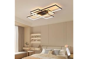 Jaycomey Dimmable Ceiling Light,3 Squares Modern LED Ceiling Lamps with Remote Control,50W Acrylic Flush Mount Ceiling Light 