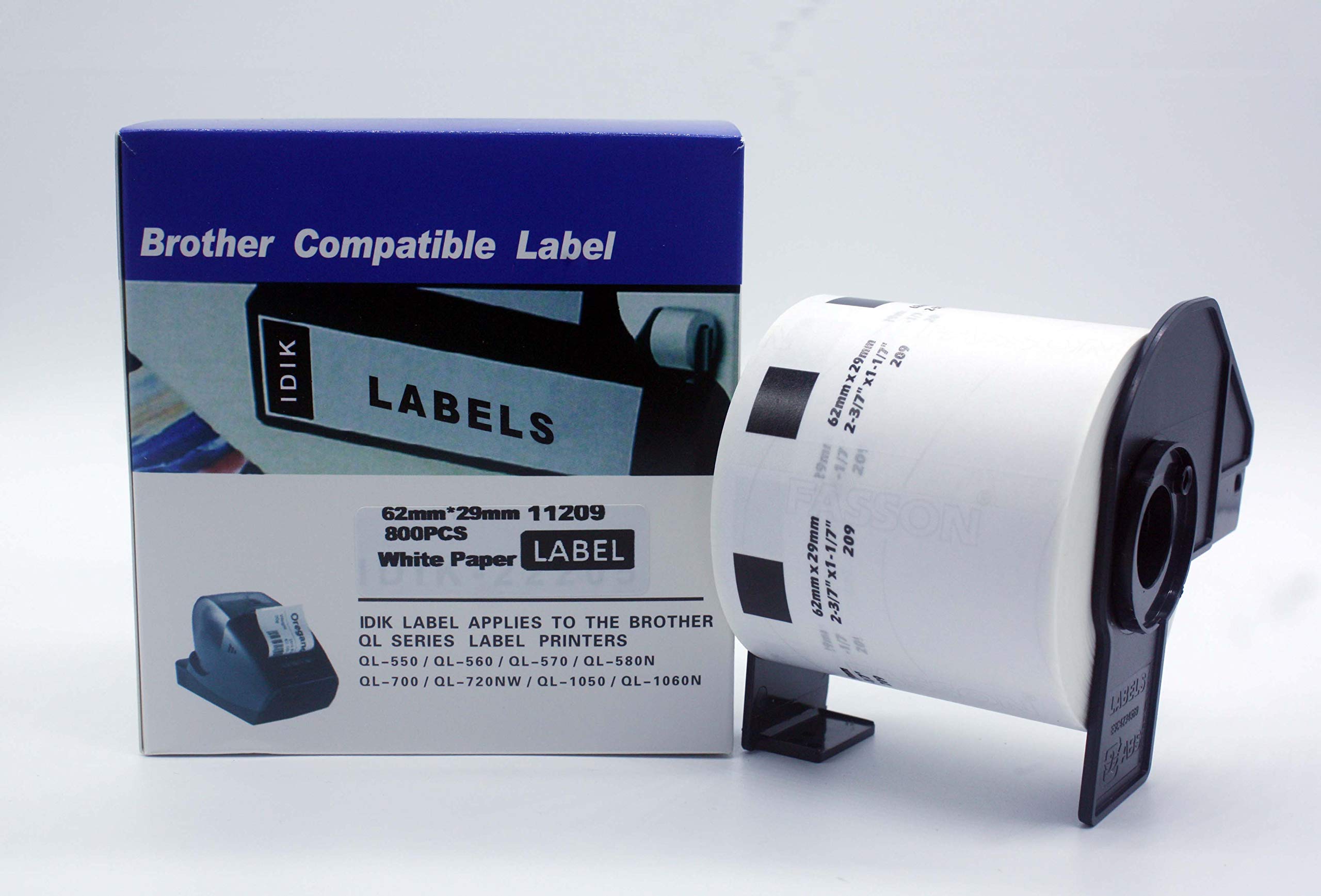 IDIK Replacement Labels Compatible with Brother DK-1209 Small Address Labels 29mm x 62mm x 800pcs/roll Die-Cut Paper Labels, Packed in Individual Printed Retail Box with Permanent Cartridge