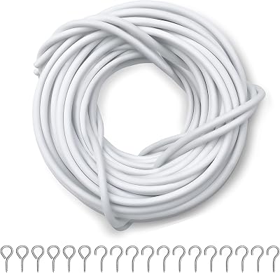 Dikots Net Curtain Wire and Hooks Set 20M with 40 Eyes 40 Hooks Multipurpose
