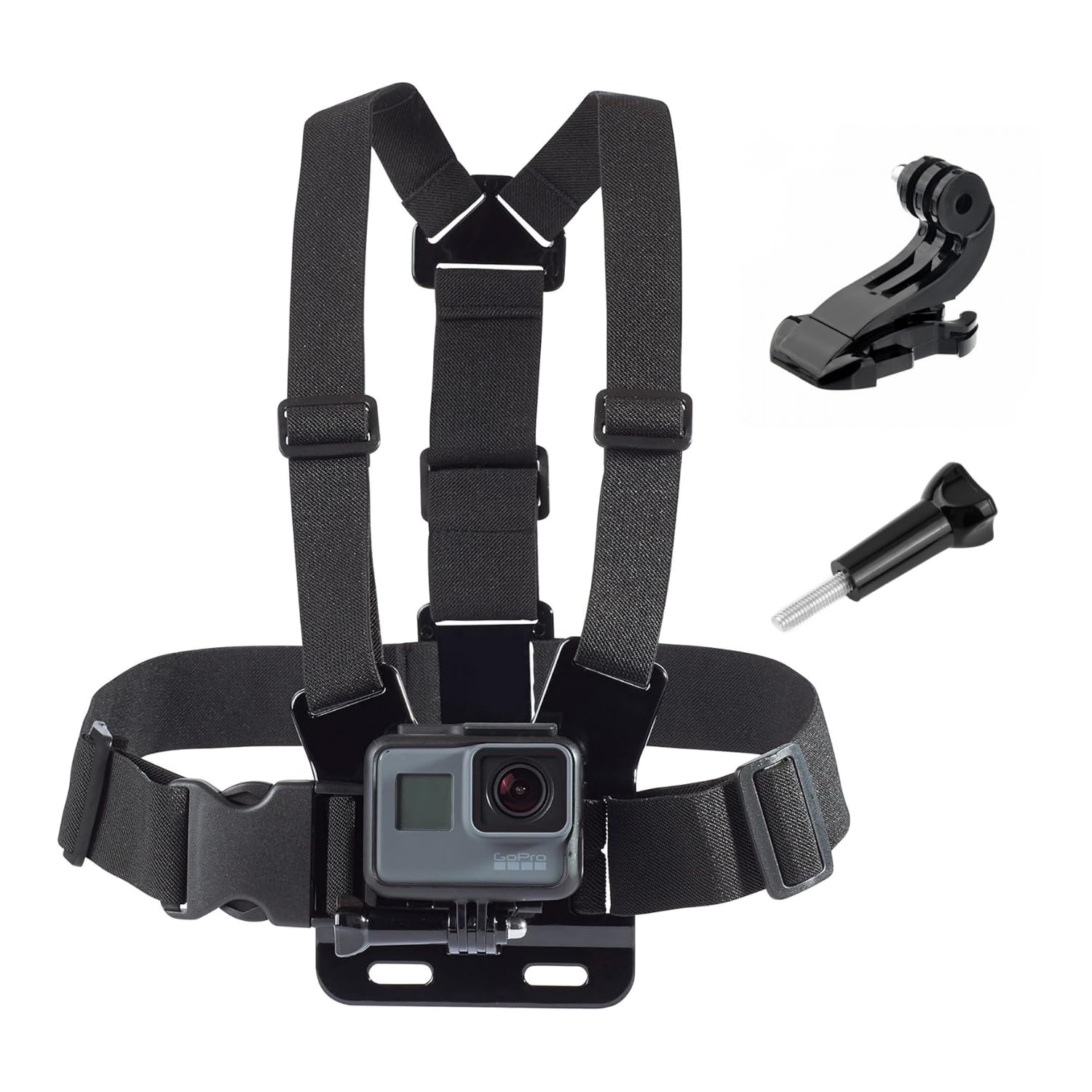 micros2u Action Camera Adjustable Chest Strap Harness Mount with J Hook Adapter. Compatible with Gopro Hero 13 12 11 10 9 8 7 6 5 4 3 / DJI, AKASO, Apeman, Apexcam & Most Action Cameras